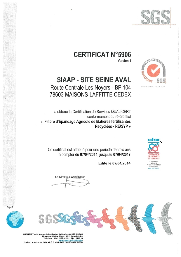 Certificat Qualicert 2014