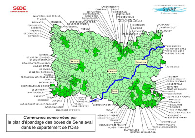 Carte des communes du périmètre d'épandage