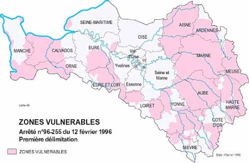 Les zones vulnérables dans le bassin Seine-Normandie